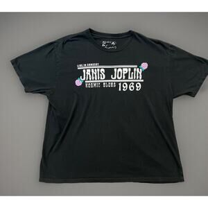 Janis Joplin T-Shirt Men's XXL Black Live in Concert Kozmic Blues 1969 Reprint
